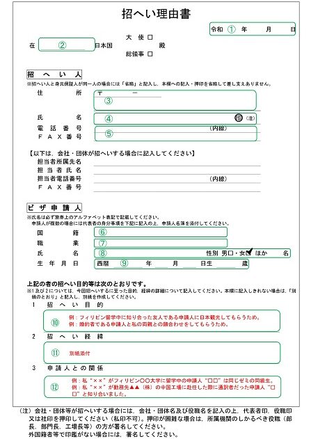📄 招へい理由書 Word：ビザ申請に必要な書類
